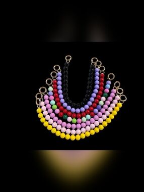 7 PC Beaded Bag Chain Bundle | Colorful Luxe Charms | 15” x 0.5” Straps